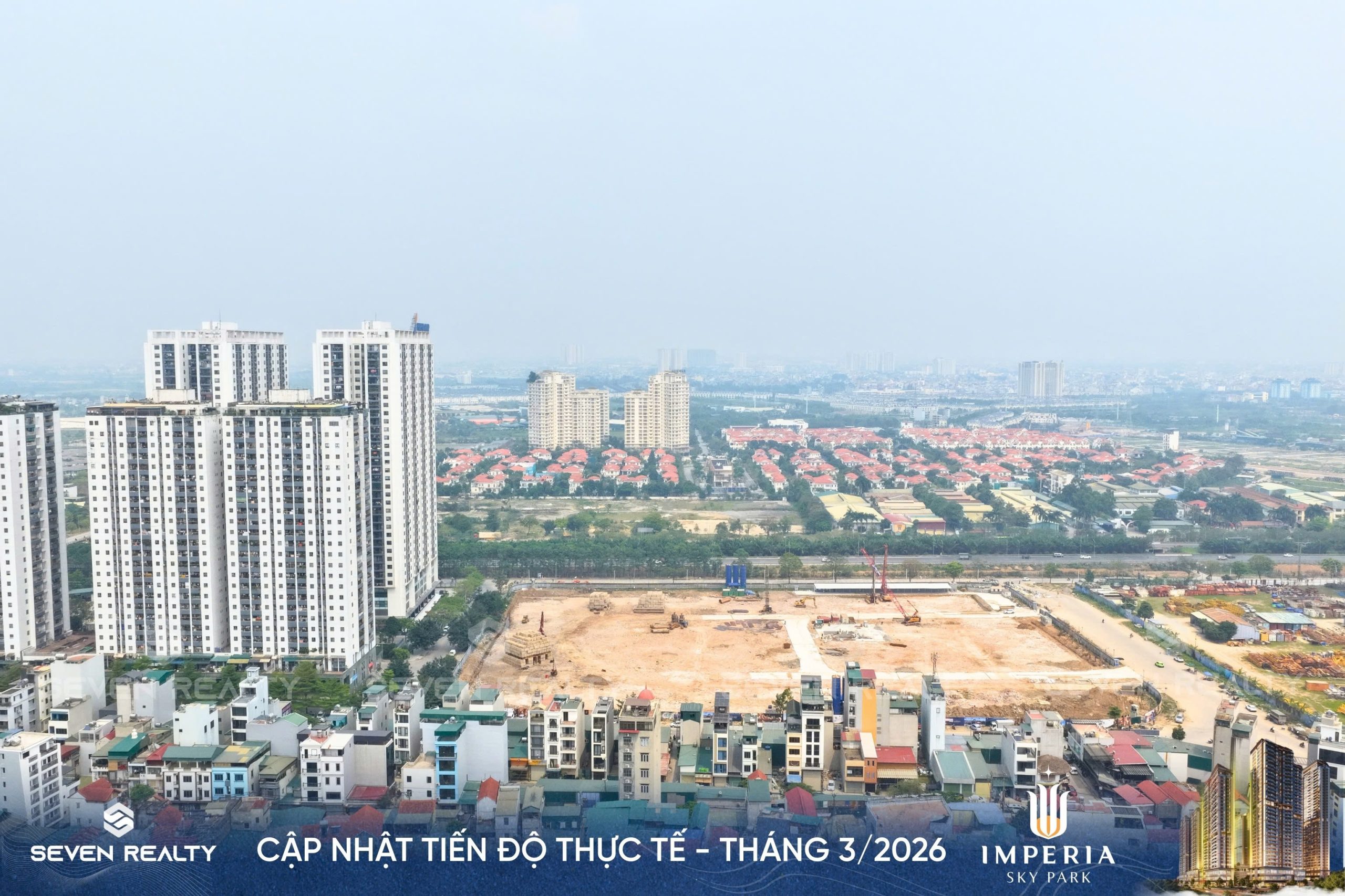 Phối cảnh Imperia Sky Park trên cao định hình không gian sống hiện đại tại KĐT Nam An Khánh