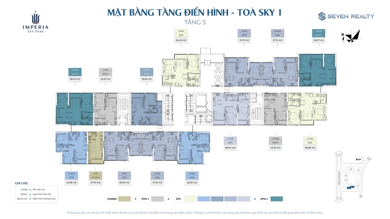 Mặt bằng tầng 5 tòa Sky 1 Imperia Sky Park