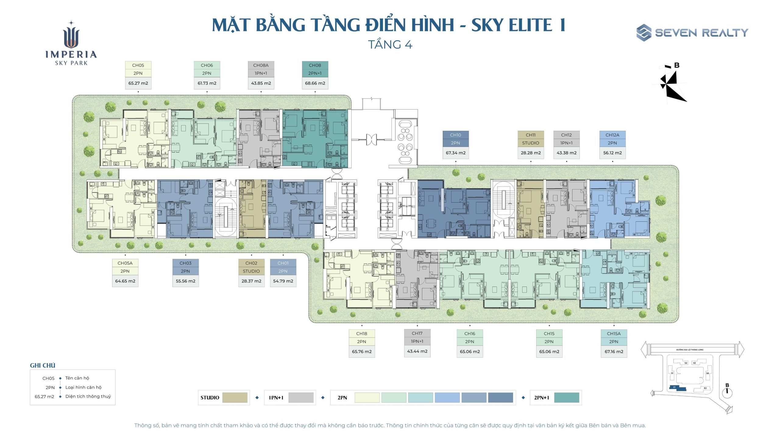 Mặt bằng tầng 4 tòa Elite 1 Imperia Sky Park