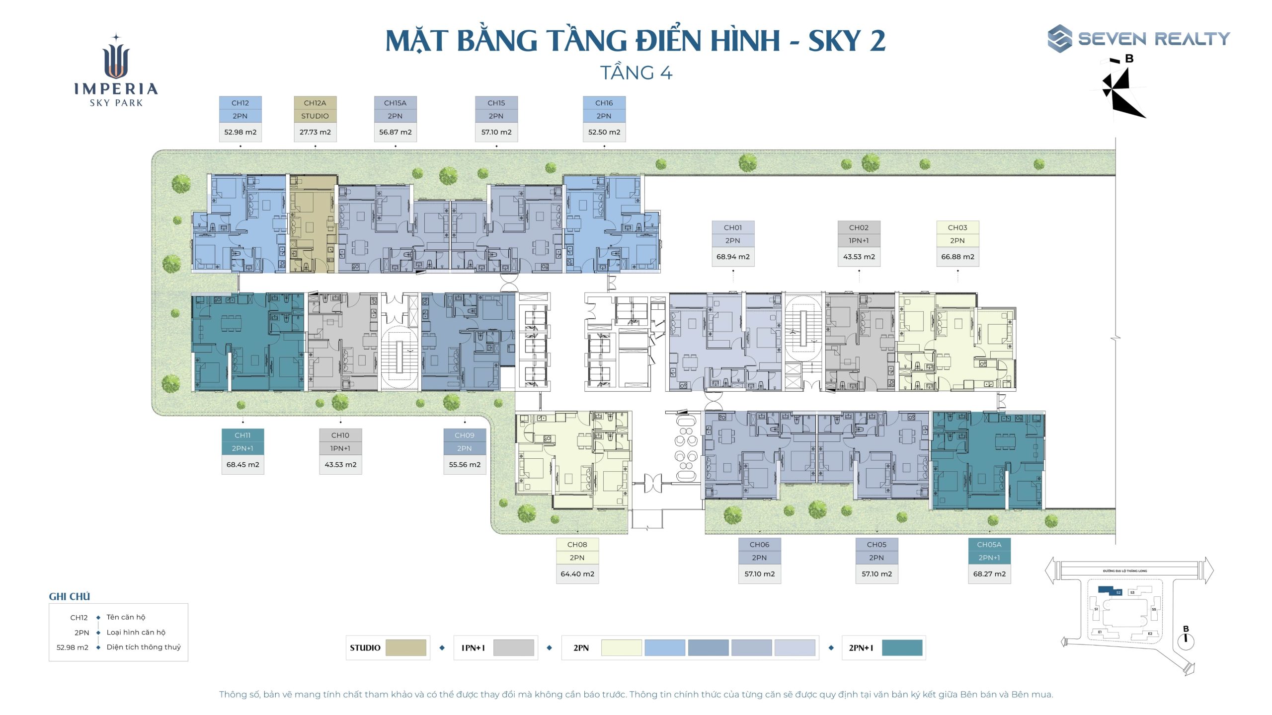 Mặt bằng tòa Sky 2 dự án Imperia Sky Park tầng 4