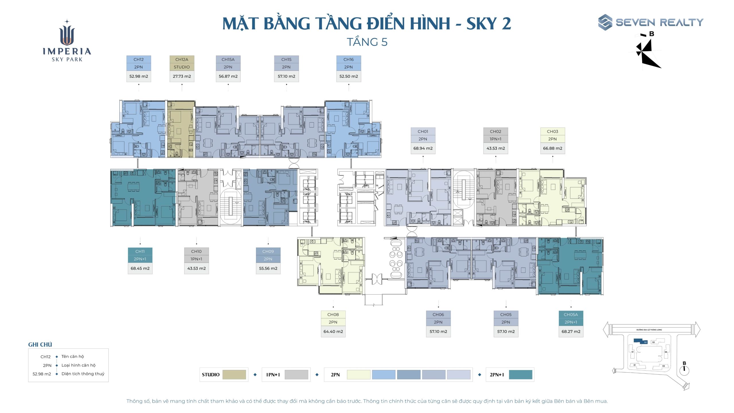 Mặt bằng tòa Sky 2 dự án Imperia Sky Park tầng